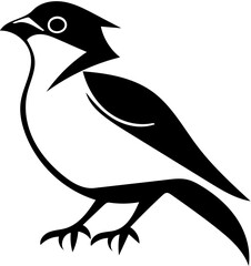 Black and white logo of a finch, vector illustration of a bird