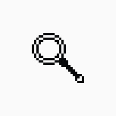 Fototapeta premium pixel art magnifying glass icon with yellow color ,good for your game asset and project.