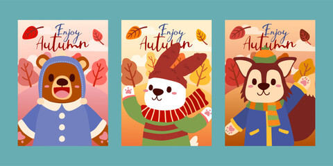 card with happy welcome autumn vector