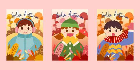 card with happy welcome autumn vector