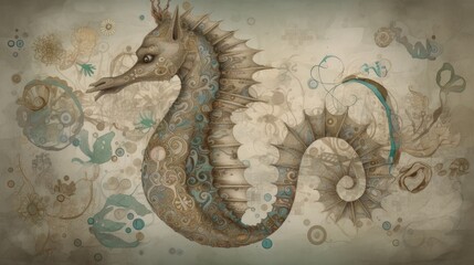  A graceful portrait of a seahorse, with intricate details and a soft, dreamy feel. generative ai