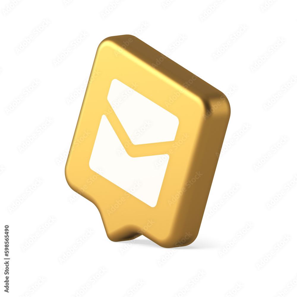 Poster email letter incoming message closed envelope mobile application button 3d realistic speech bubble i