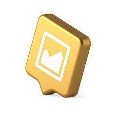 Graph diagram mathematical profit business gold squared button 3d realistic speech bubble icon