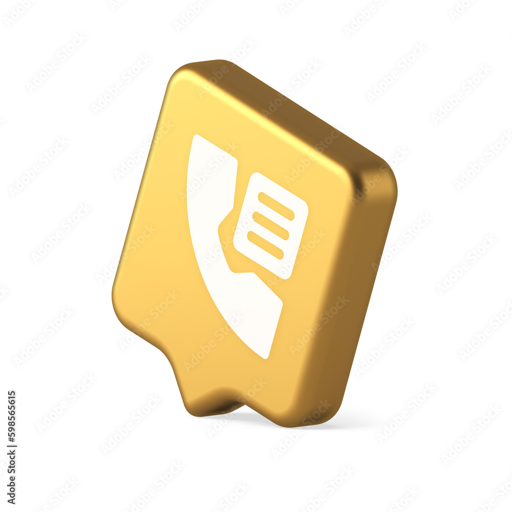 Poster phone book contact numbers list button search voice communication 3d realistic speech bubble icon