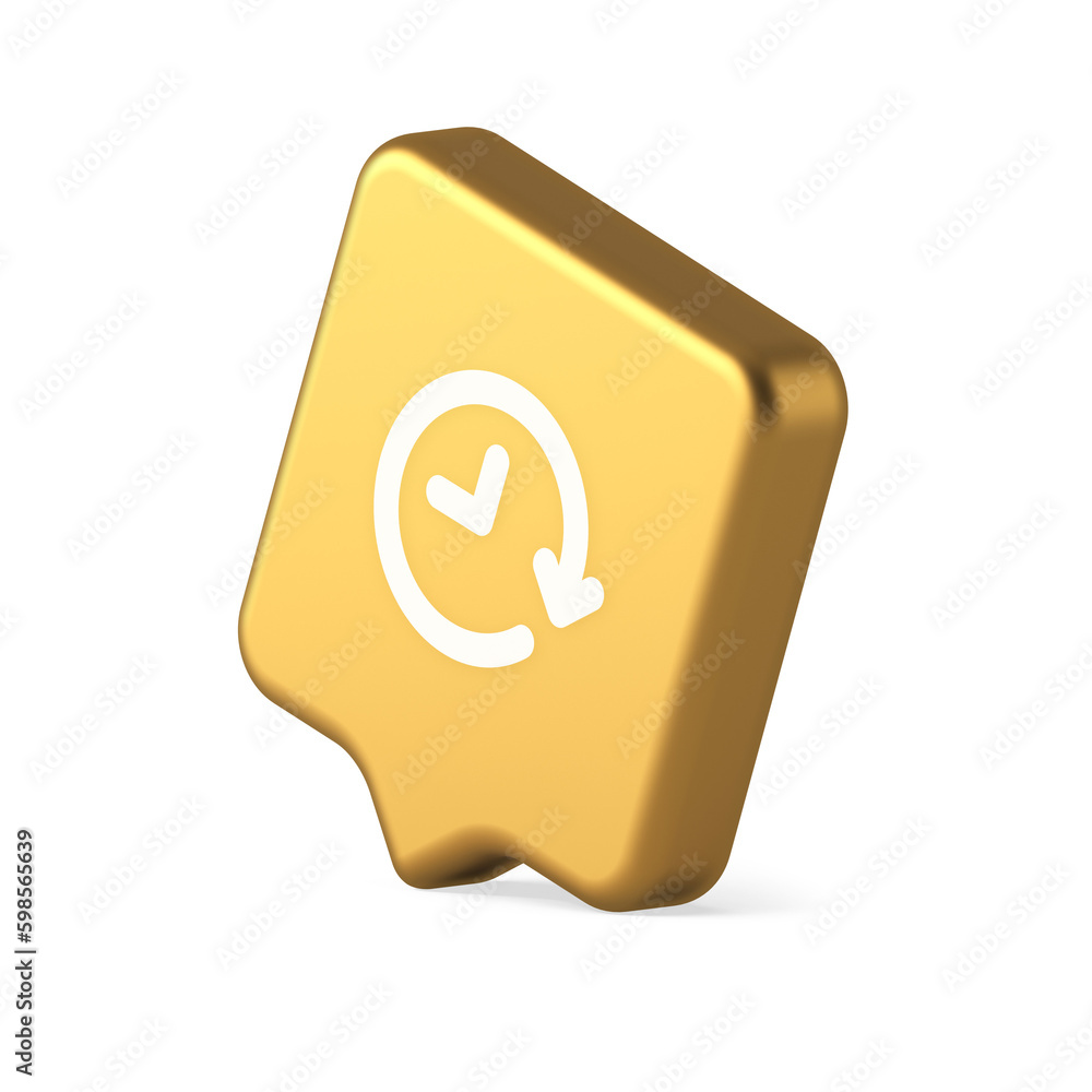 Poster clock in circle arrow button time countdown deadline chronometer 3d realistic speech bubble icon