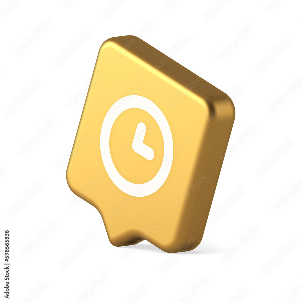 Poster timer countdown deadline control button time management watch web app design 3d speech bubble icon