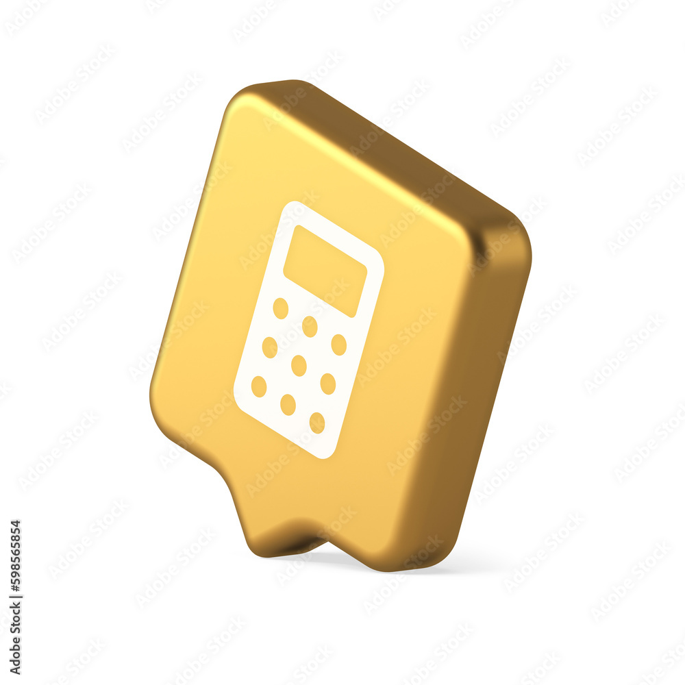 Poster calculator button mathematical number counting web application design 3d realistic speech bubble ico