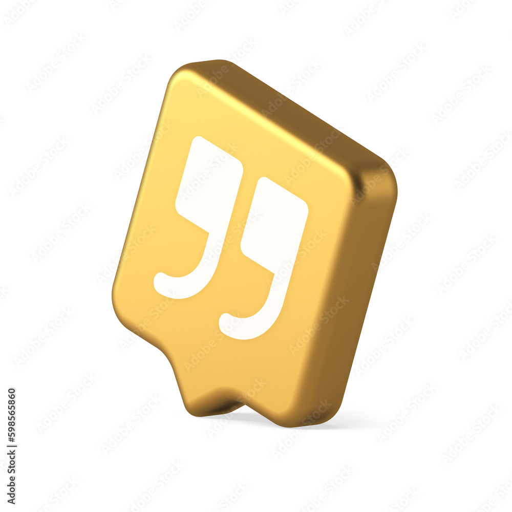 Poster quotes mark button chat comment cyberspace conversation dialogue 3d realistic speech bubble icon