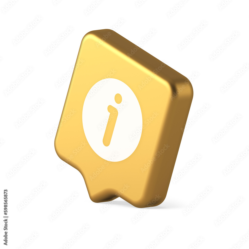 Poster Info button information character FAQ question answer help support web app 3d realistic speech bubble icon
