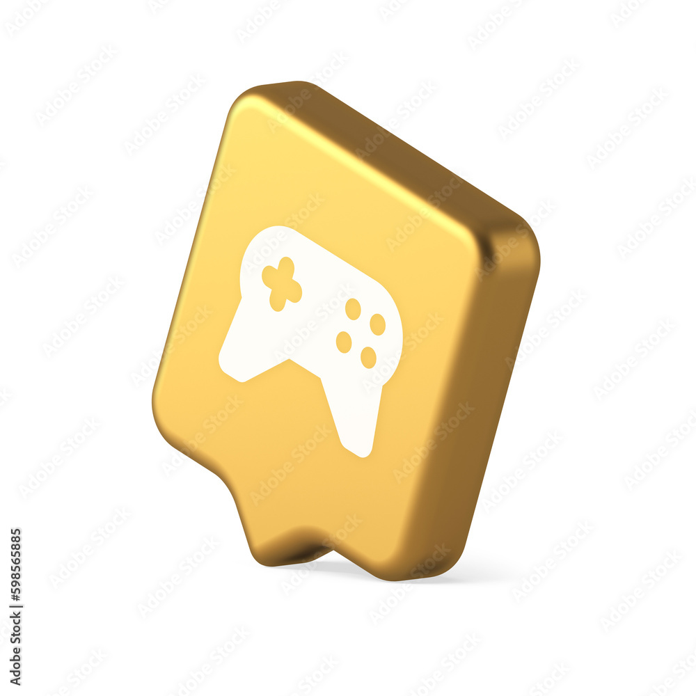 Poster gamepad controller virtual gaming connect button joystick joypad web app 3d realistic speech bubble 