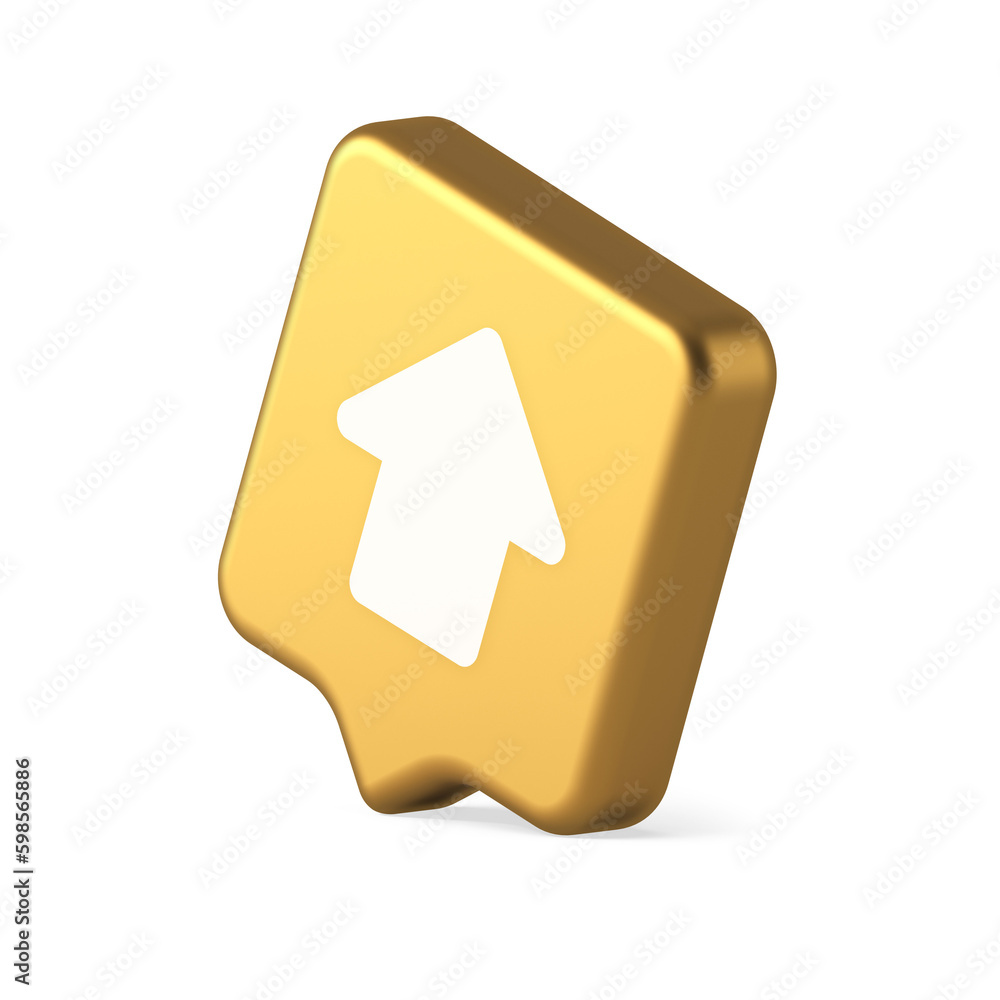 Poster Arrow up button directional pointer cyberspace cursor 3d realistic speech bubble icon
