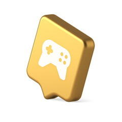 Gamepad controller virtual gaming connect button joystick joypad web app 3d realistic speech bubble icon
