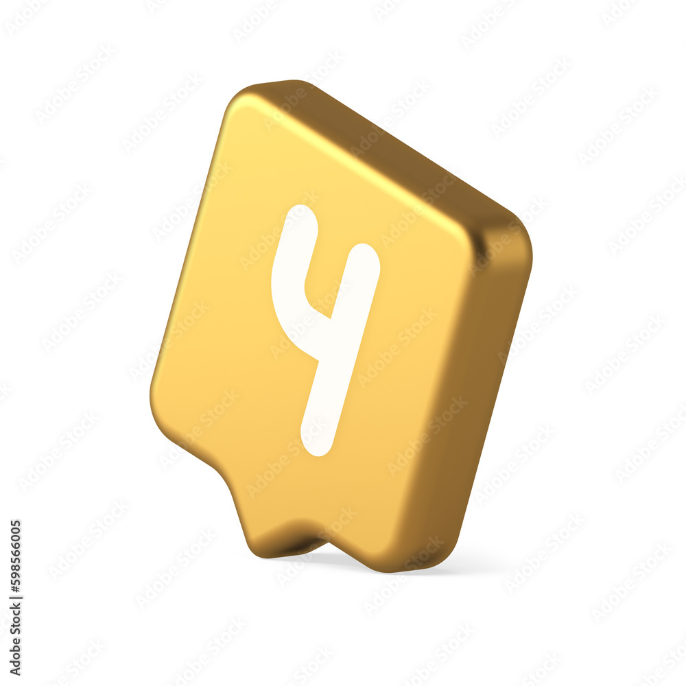 Aufkleber four number gold squared button keyboard interface financial calculation service 3d speech bubble ic