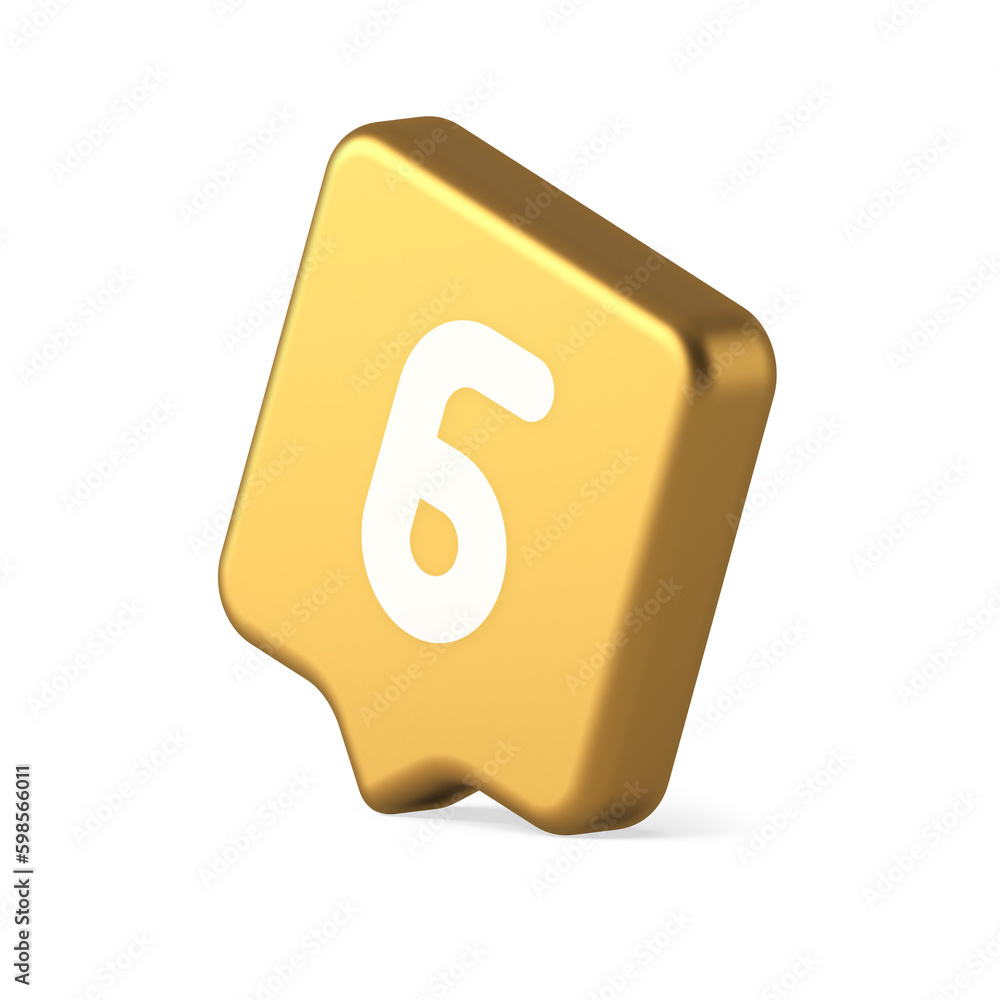 Aufkleber six gold button number calculator finance counting user interface keyboard panel 3d speech bubble ic