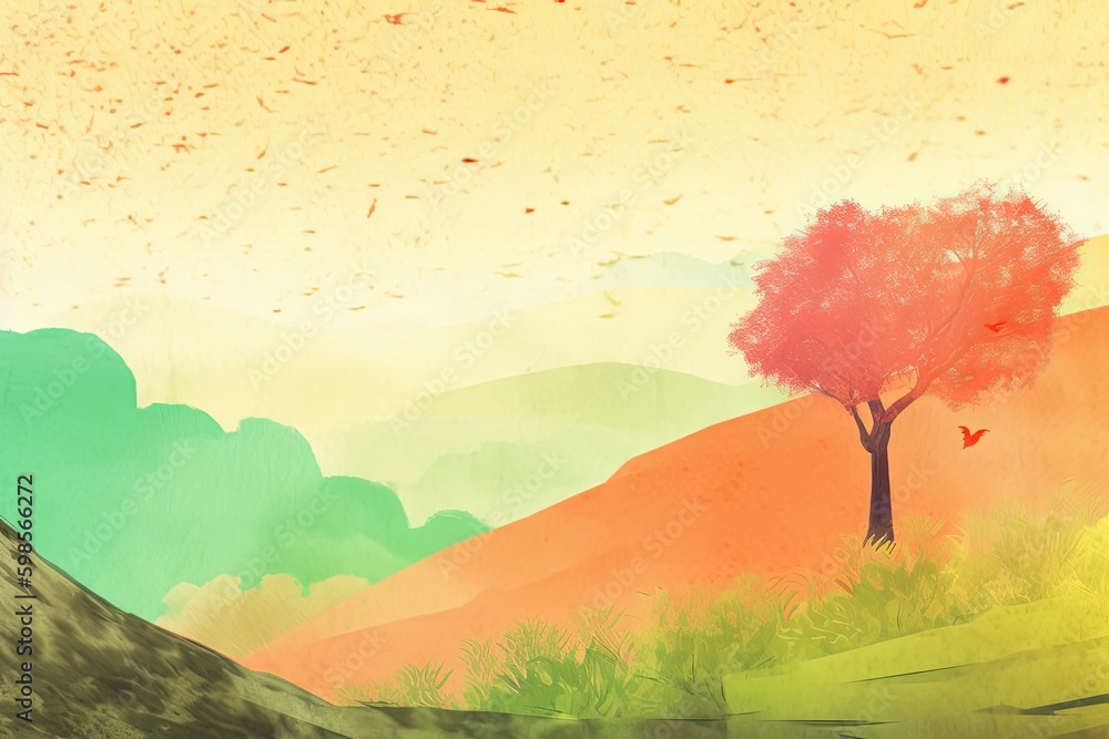 Aufkleber majestic tree standing atop a hill with a scenic view. generative ai generative ai