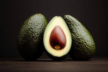 Avocado on a Solid Black Background