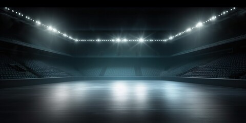 Fototapeta na wymiar Stadium with lights background for display Generative AI