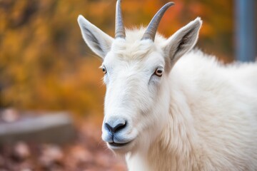 close-up portrait of a goat with a blurred background. Generative AI Generative AI