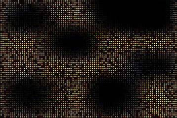 Abstract background halftone golden vector dots on dark background