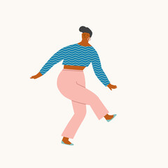 Young black women dancing disco dance illustration in vector. Girl happy character. Vector illustration Generative AI - 598567414