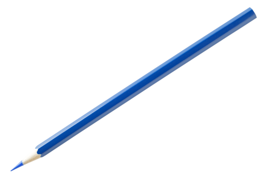 Blue pencil sharpened, isolated on transparent background