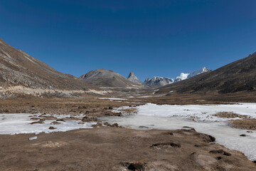 Yumesamdong, a scenic high-altitude valley in North Sikkim, famous for its snow-capped peaks and natural beauty.