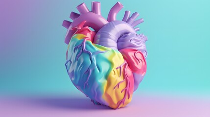 human heart model colorful illustration. Generative AI