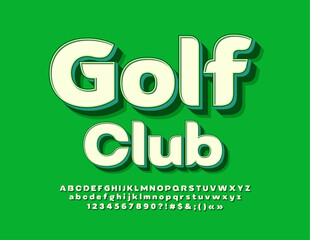 Vector creative sign Golf Club. Retro style Font. Artistic Alphabet Letters and Numbers