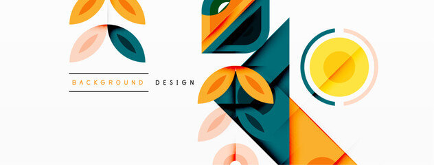 Colorful triangles and circles abstract background. Design for wallpaper, banner, background, landing page, wall art, invitation, prints, posters