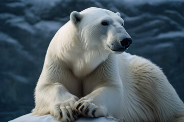Obraz na płótnie Canvas Image of polar white bear on ice. Wildlife Animals. Animals. Illustration, Generative AI.
