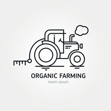 Modern vector logo design with tractor with a plow. Farming emblem. Logotype template. Vector logo design.