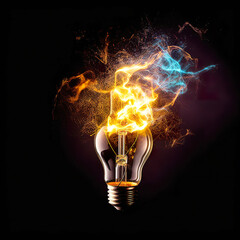 Explosion of a traditional electric bulb