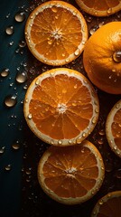 Orabges in stuidio, photography. orange slices. Fenerative Ai