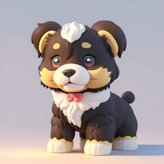 Obraz premium illustration of funny cute dog Tibetan mastiff. Generative AI