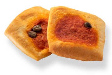 Pizzette (small pizzas) with tomato sauce and capers isolated