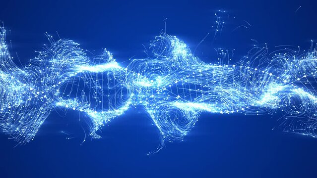 DNA Helix Strand Blue Glowing appearing in and rotating