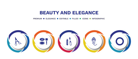 set of beauty and elegance filled icons. beauty and elegance filled icons with infographic template. flat icons such as hair scissors, blush, mascara, electric shaver, 1642645100876100-28.eps,,,,,