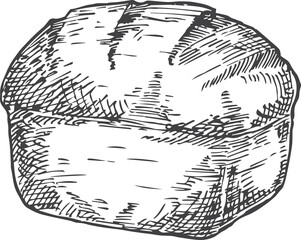  Bakery Sketch. Hand Drawn Illustration of a Brick of Bread. Isolated