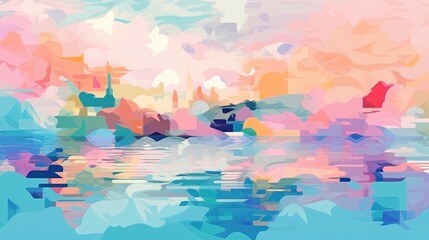 Fototapeta na wymiar Colourful abstract ocean background. Generative ai composite.