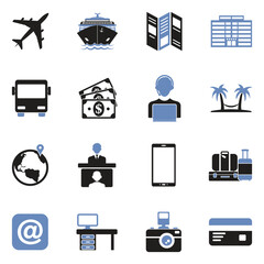 Travel Agency Icons. Two Tone Flat Design. Vector Illustration.