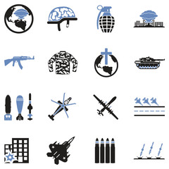 World War Icons. Two Tone Flat Design. Vector Illustration.