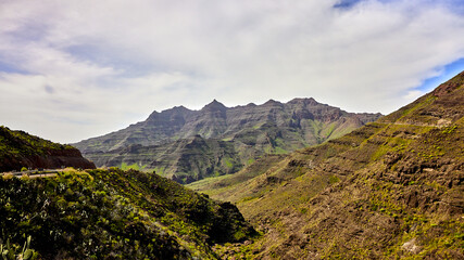 View of the mountain range of the Reserva Natural Especial de Güigüí, in the island of Gran Canaria.