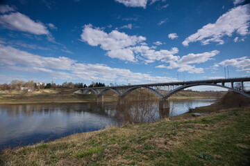 Bridge over the Volga River in the town of Staritsa.