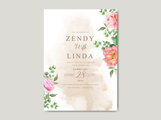 Obraz na płótnie Canvas elegant soft pink flowers wedding invitation card template