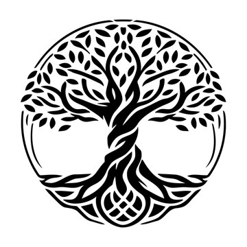 Yggdrasil tree, Yggdrasil, vector isolated on white background, vector illustration.