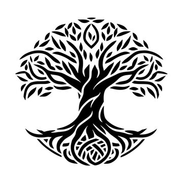 Yggdrasil tree, Yggdrasil, vector isolated on white background, vector illustration.