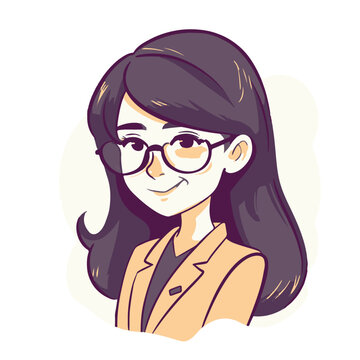 Portrait of a young businesswoman cartoon illustration