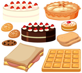 Set of food cartoon isolated
