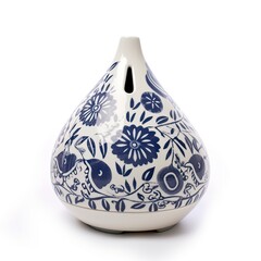  Ceramic oil diffuser with a hand - painted design isolated on a white background, generative ai