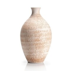  Ceramic vase with a textured design isolated on a white background, generative ai - obrazy, fototapety, plakaty